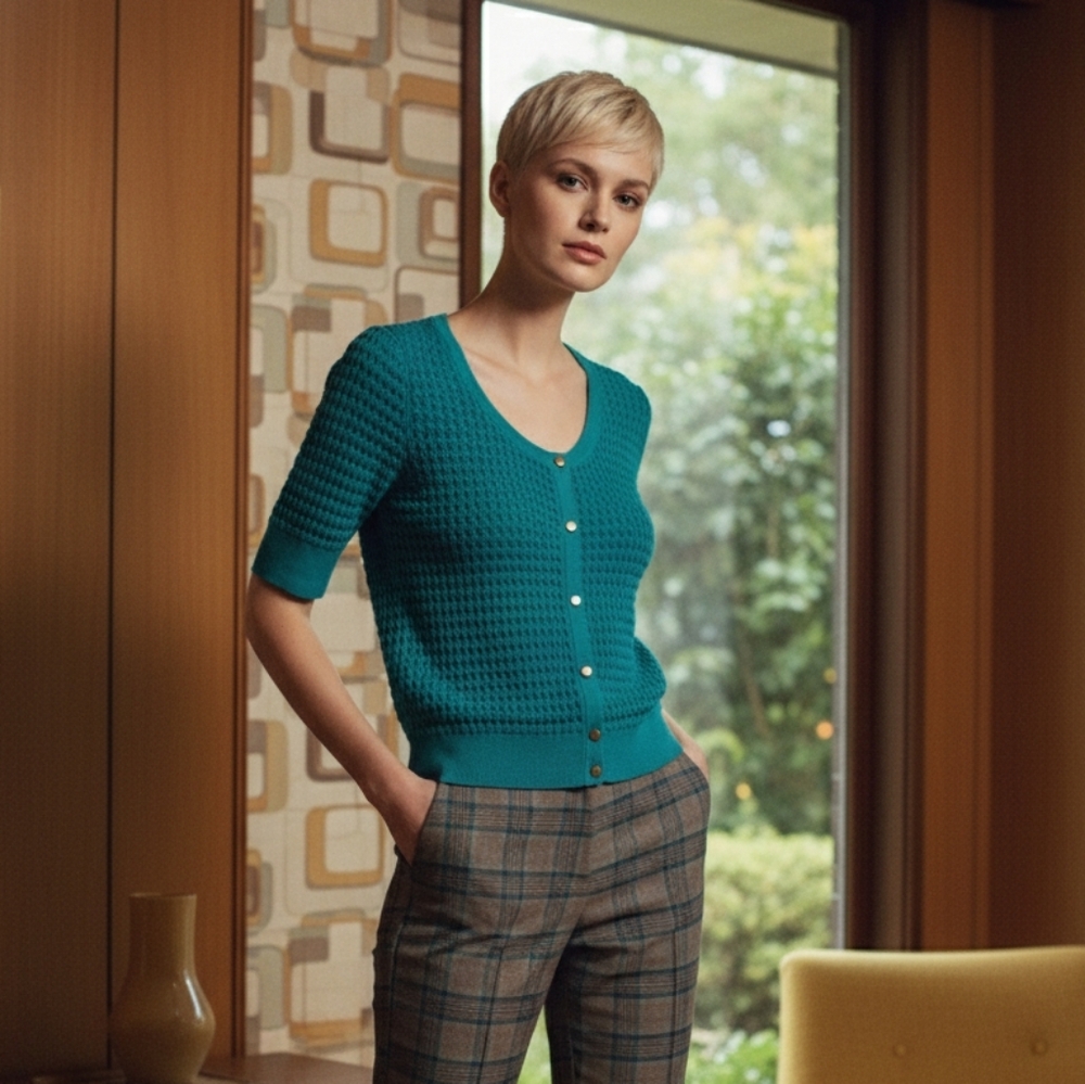 Sanctuary Teal Knit Short Sleeve Sweater